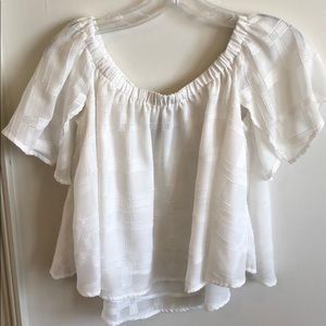 Finders off the shoulder top with back ruffle